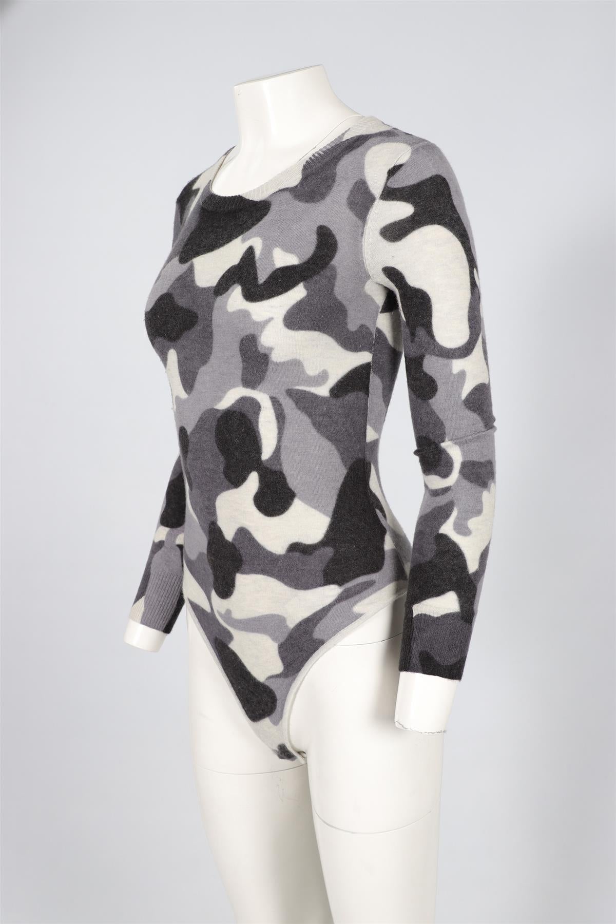 MADELEINE THOMPSON GREY CASHMERE BODYSUIT SMALL