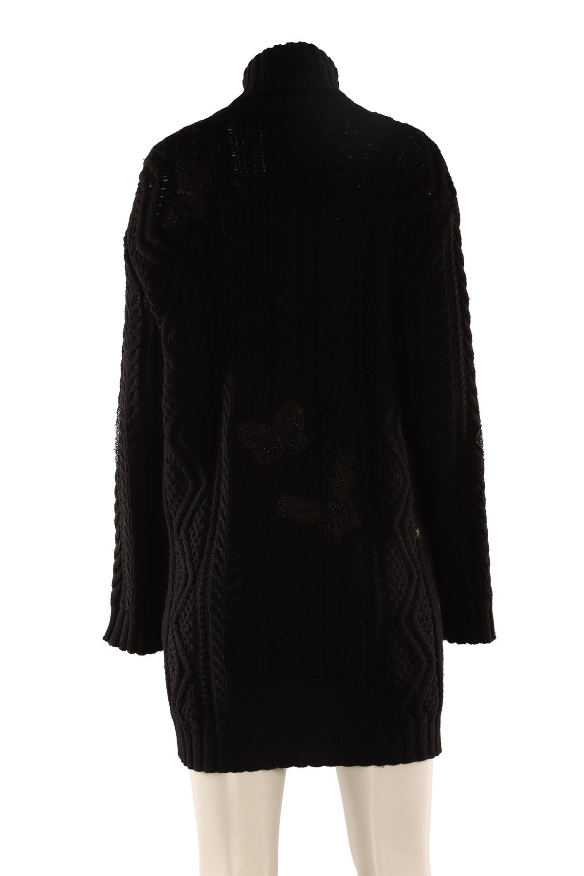 VALENTINO BLACK WOOL CARDIGAN SMALL