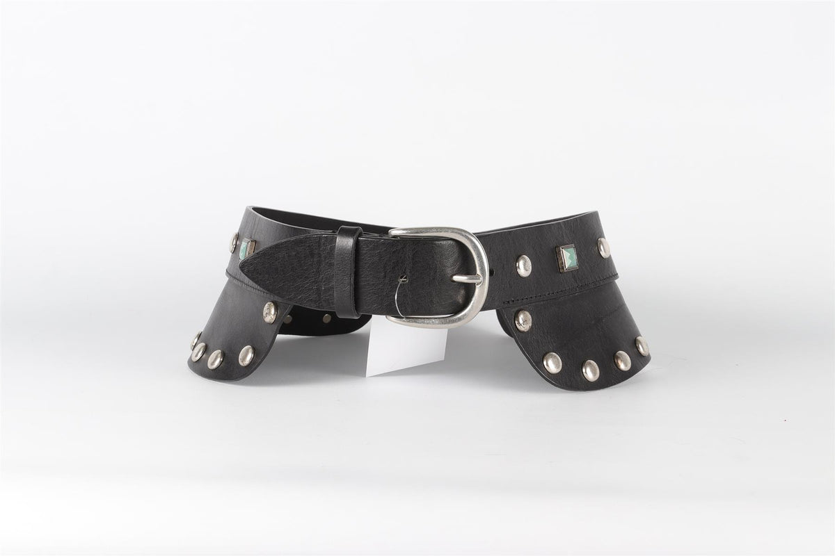 ISABEL MARANT BLACK LEATHER WAIST BELT SMALL