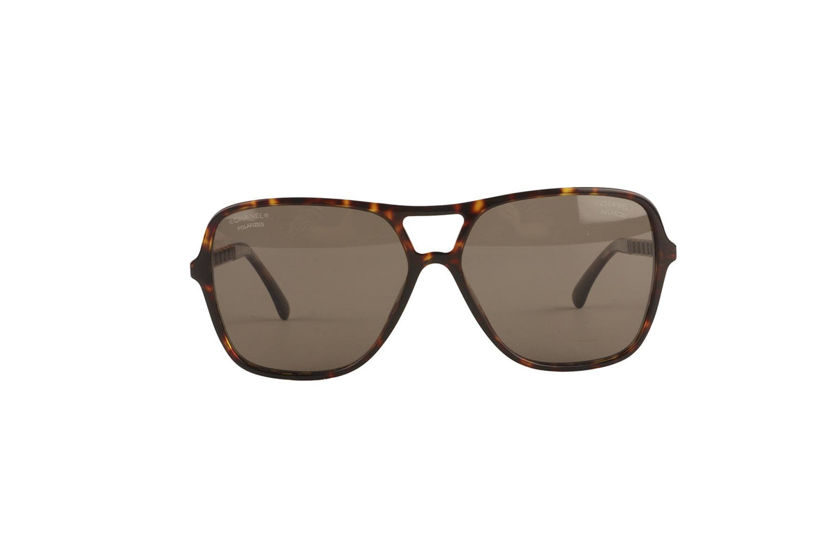 CHANEL BROWN D-FRAME ACETATE SUNGLASSES