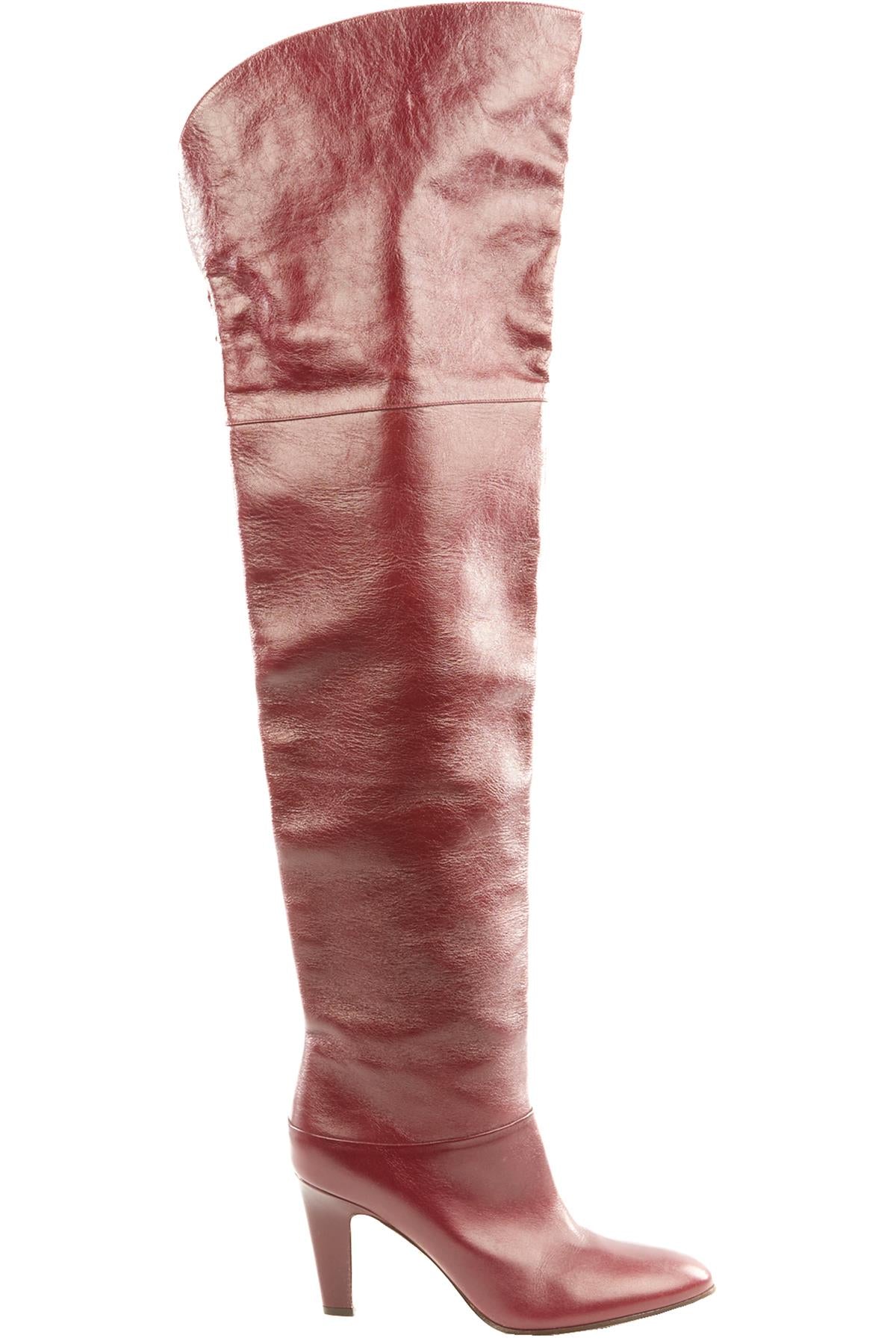 CHLOÉ BURGUNDY LEATHER OVER THE KNEE BOOTS EU 39 UK 6 US 9