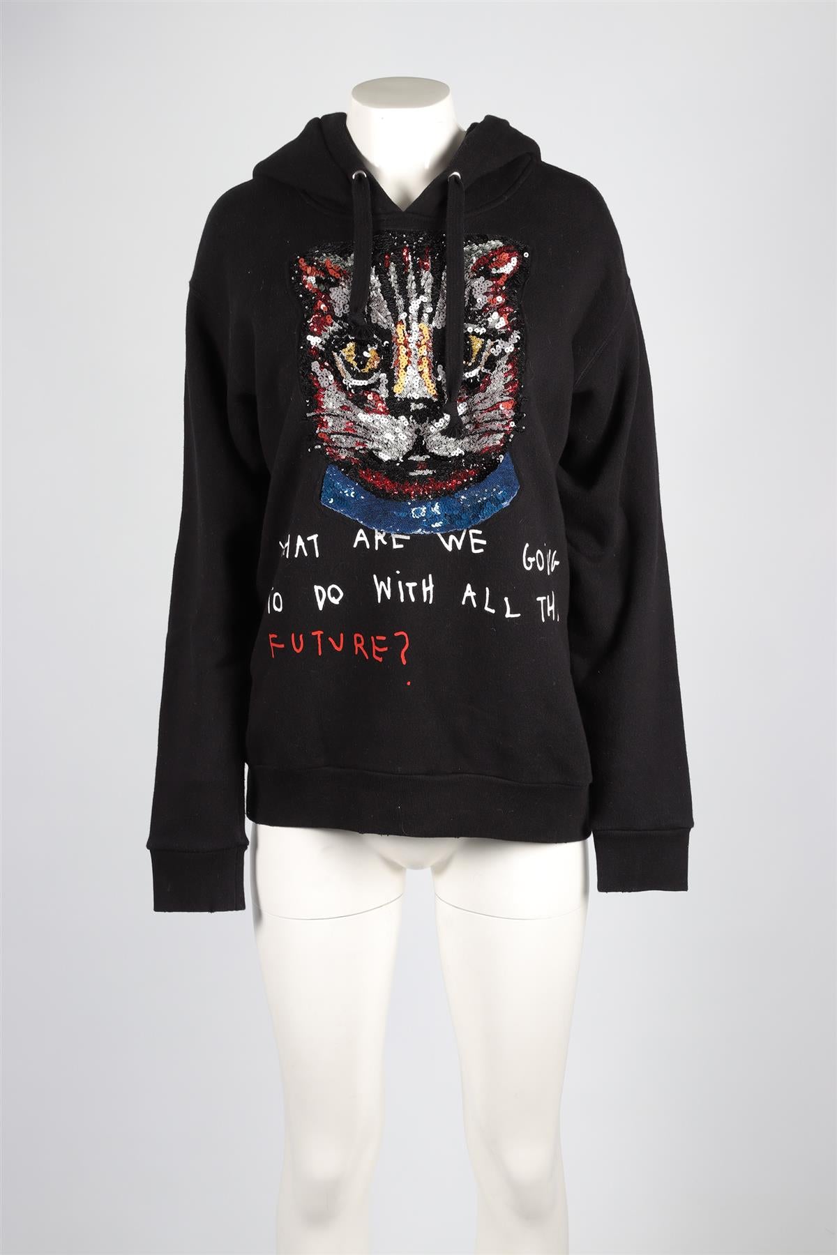 GUCCI BLACK COTTON HOODIE SMALL