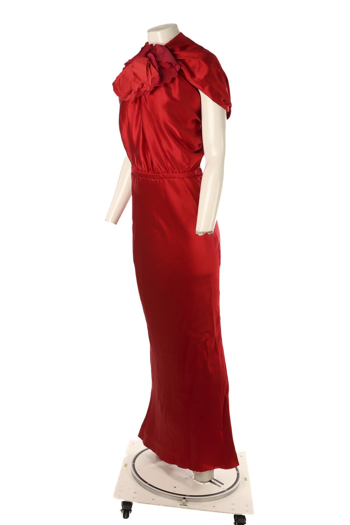 LANVIN RED VINTAGE SILK GOWN FR 40 UK 12