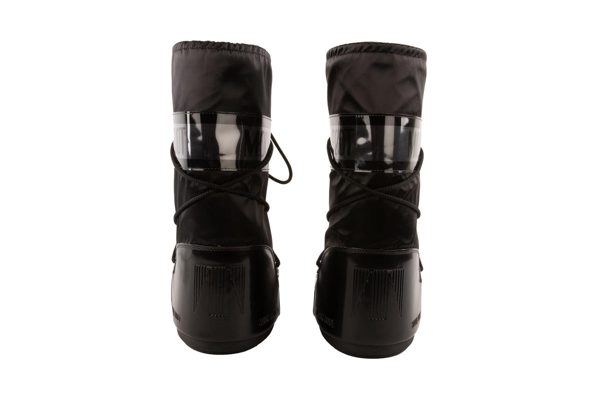 MOON BOOT BLACK SATIN BOOTS EU 39-41 UK 6-8 US 9-11