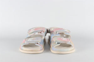 CHANEL MULTI 2022 DAD QUILTED FELT SANDALS EU 38 UK 5 US 8