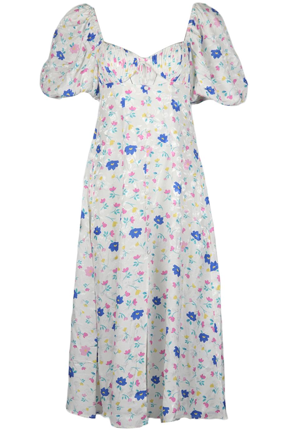FOR LOVE AND LEMONS CUTOUT FLORAL PRINT CREPE MIDI DRESS SMALL