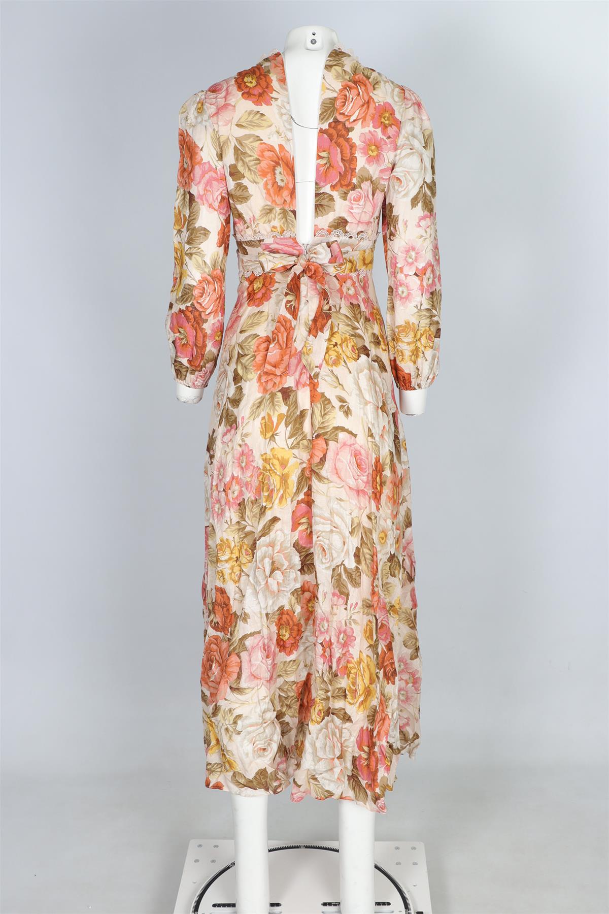 ZIMMERMANN MULTI LINEN MAXI DRESS UK 8