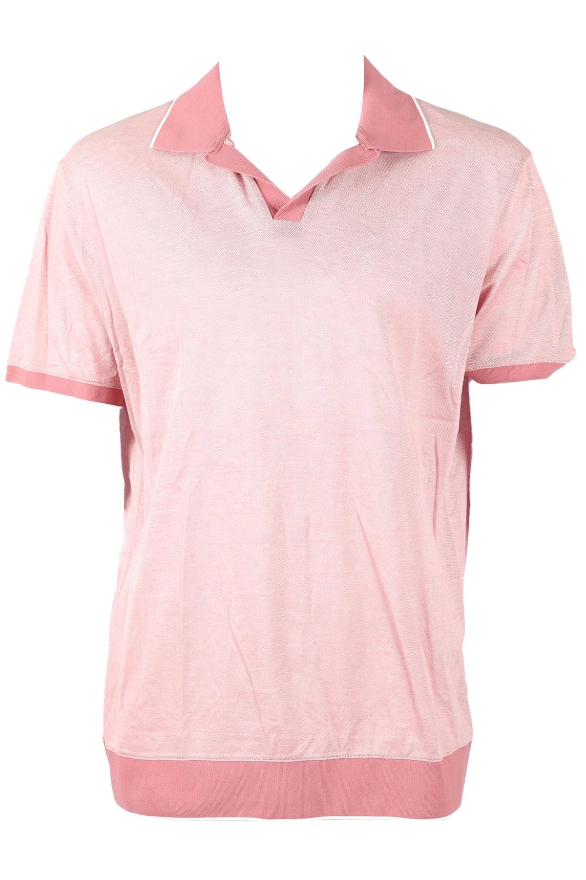 LORO PIANA PINK MEN'S COTTON POLO SHIRT XXLARGE