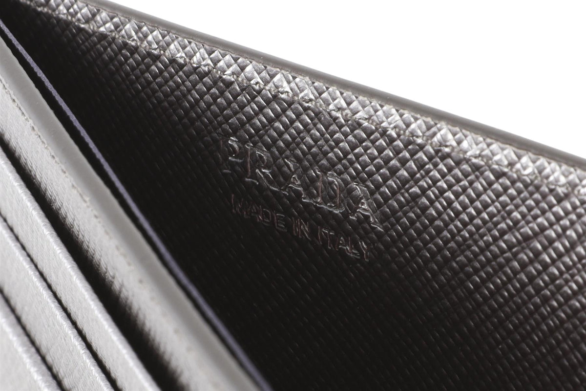 PRADA SILVER SAFFIANO LEATHER CARD HOLDER