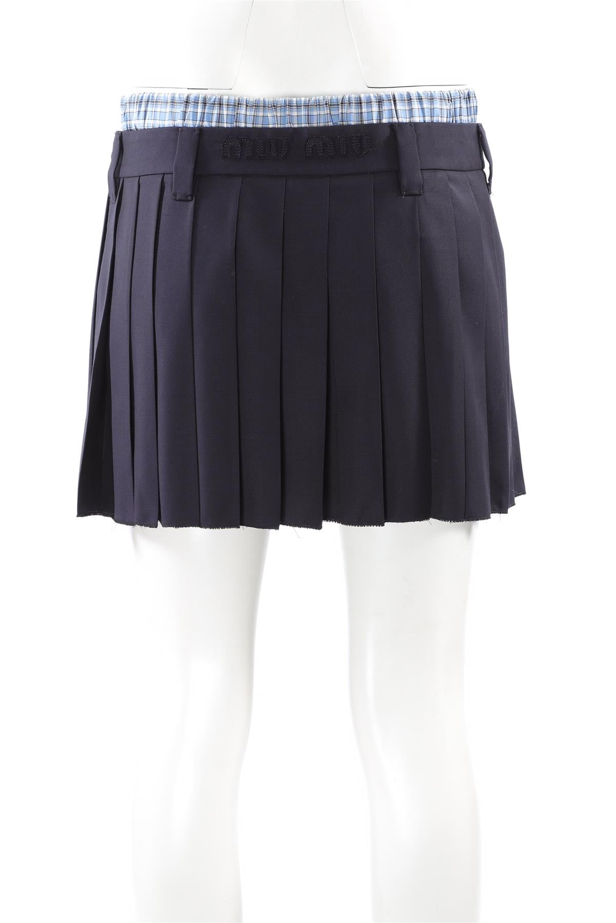 MIU MIU NAVY WOOL MINI SKIRT IT 40 UK 8