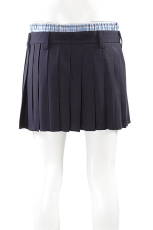 MIU MIU NAVY WOOL MINI SKIRT IT 40 UK 8
