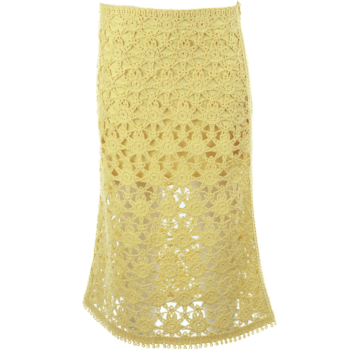 MAJE YELLOW CROCHET MIDI SKIRT FR 38 UK 10