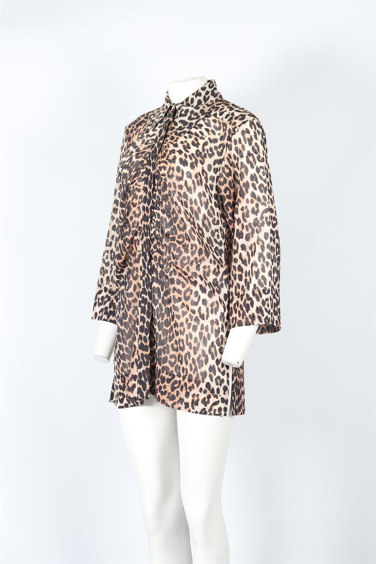 GANNI LEOPARD PRINT COTTON SHIRT DE 36 UK 10