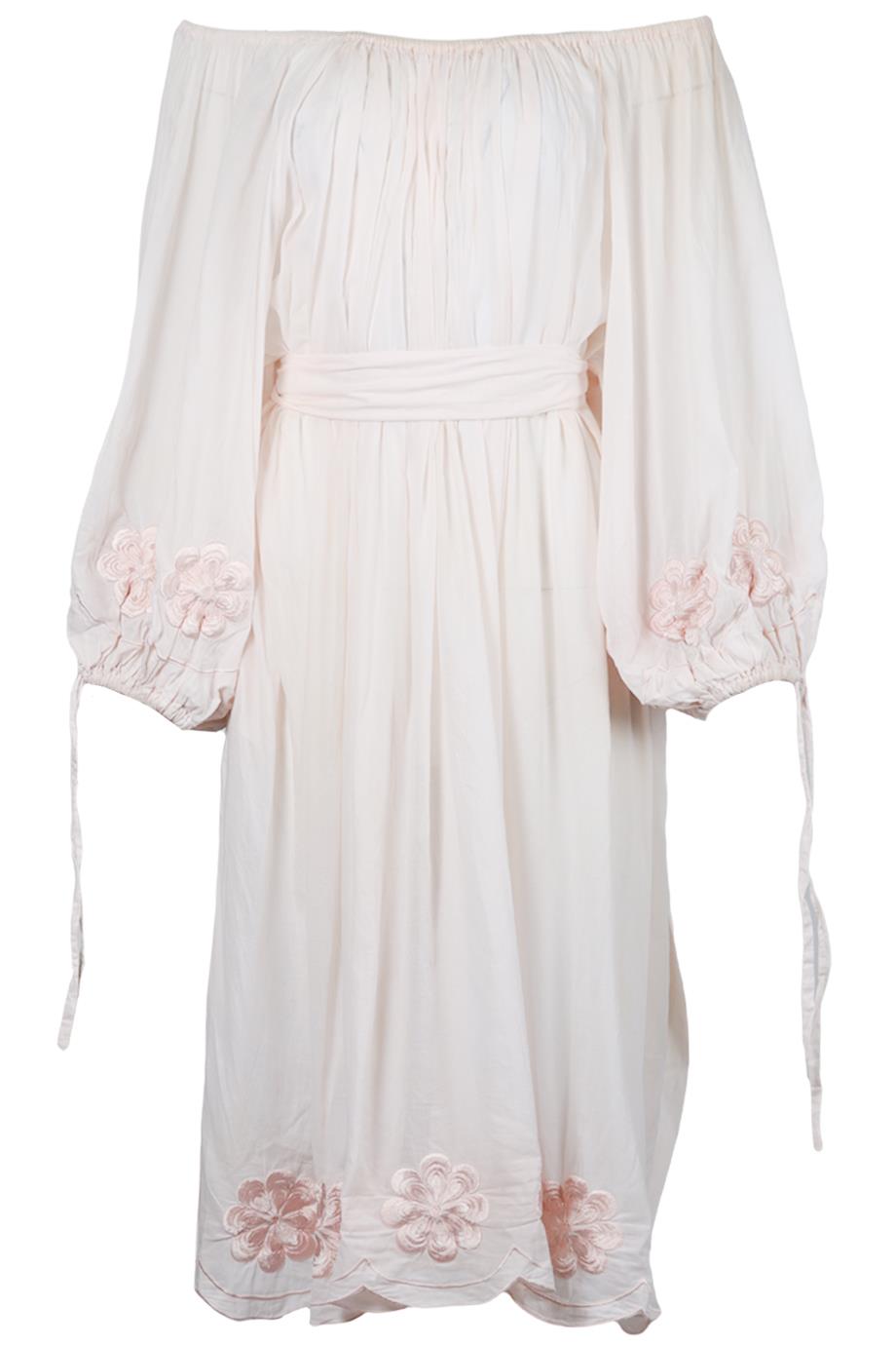 INNIKA CHOO BELTED EMBROIDERED COTTON MIDI DRESS UK 10