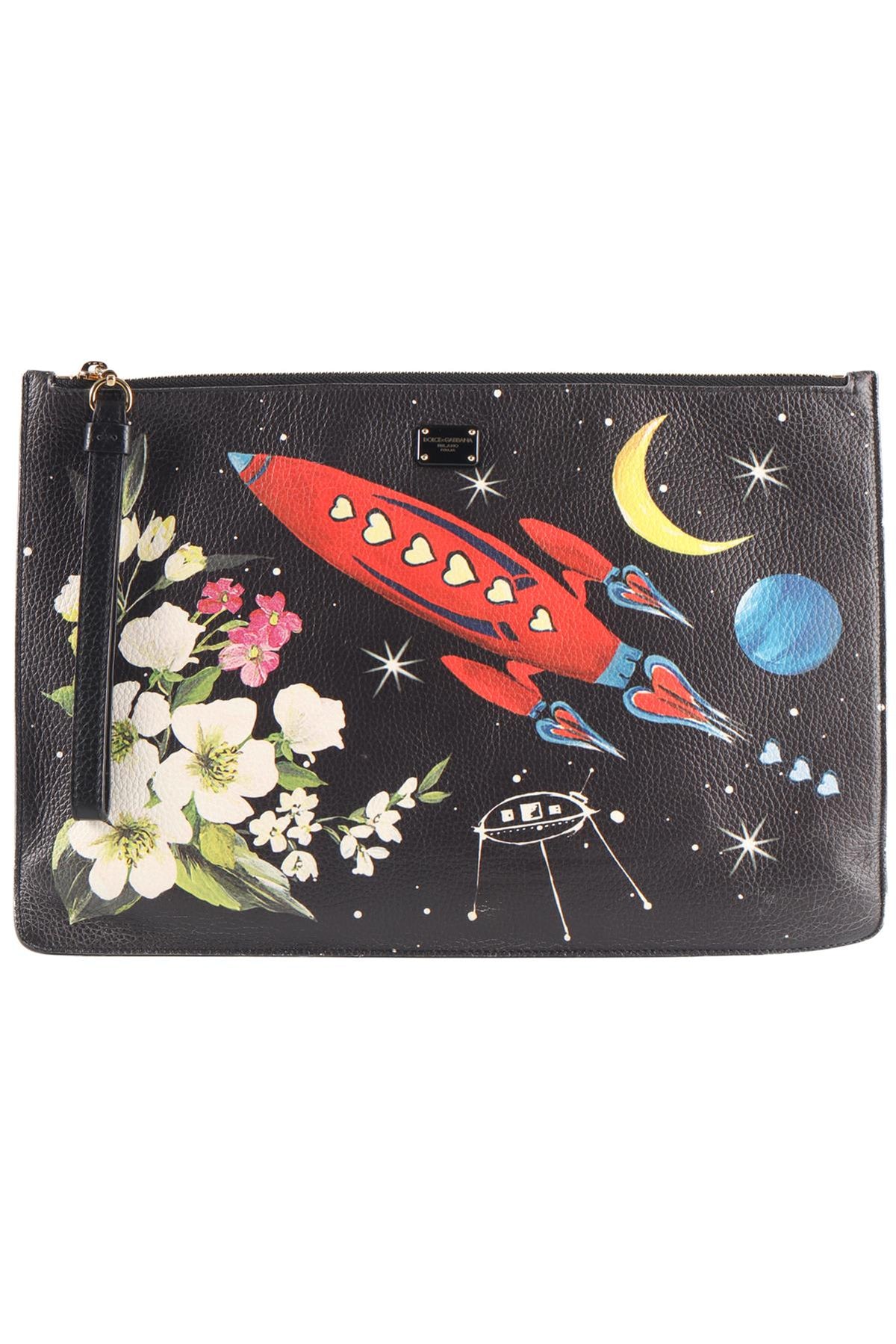 DOLCE & GABANNA BLACK LEATHER CLUTCH
