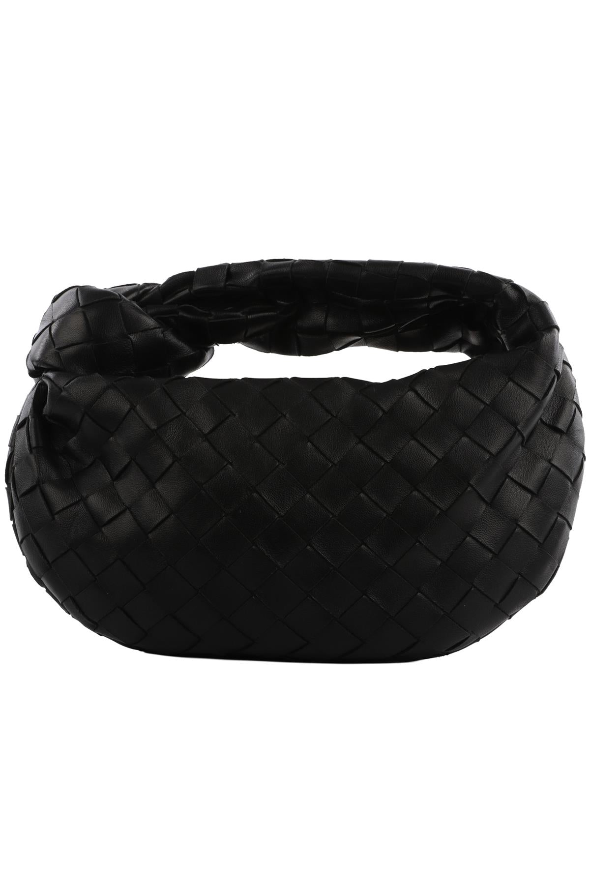 BOTTEGA VENETA BLACK JODIE MINI INTRECCIATO LEATHER TOTE BAG