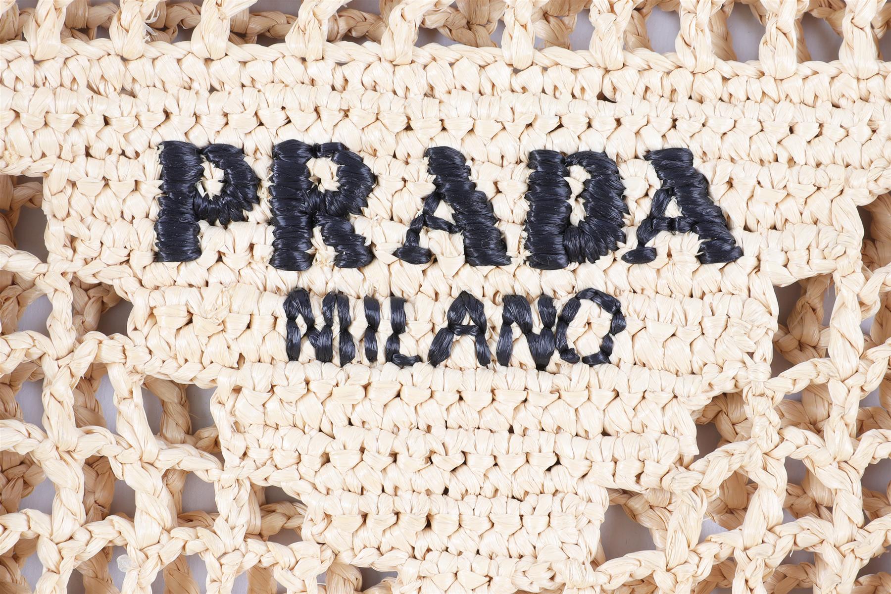 PRADA BEIGE SMALL RAFFIA TOTE BAG