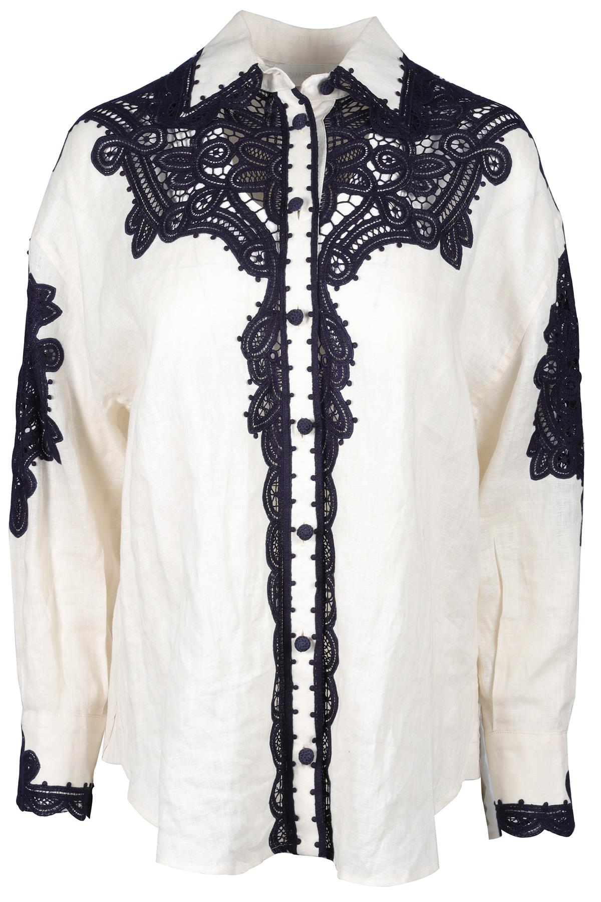 ZIMMERMANN CREAM LINEN SHIRT UK 6