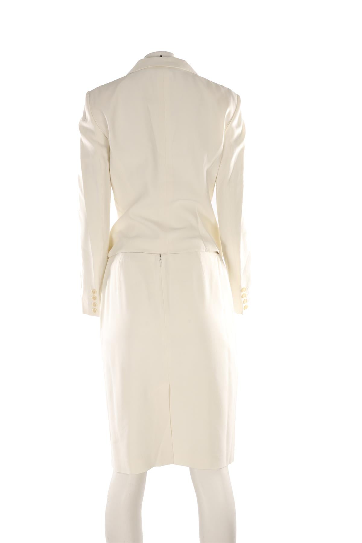 ALEXANDER MCQUEEN IVORY 2007 CREPE SKIRT SUIT