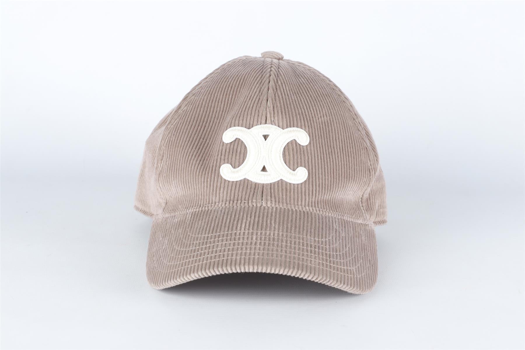CELINE GREY TRIOMPHE CORDUROY BASEBALL CAP ONE SIZE