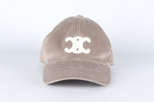 CELINE GREY TRIOMPHE CORDUROY BASEBALL CAP ONE SIZE