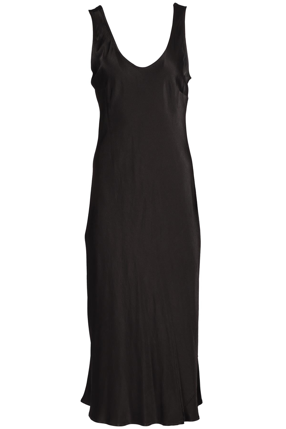 GHOST BLACK SATIN MAXI DRESS MEDIUM