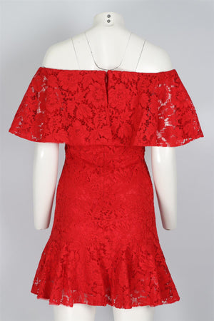 VALENTINO RED LACE MINI DRESS US 2 UK 6