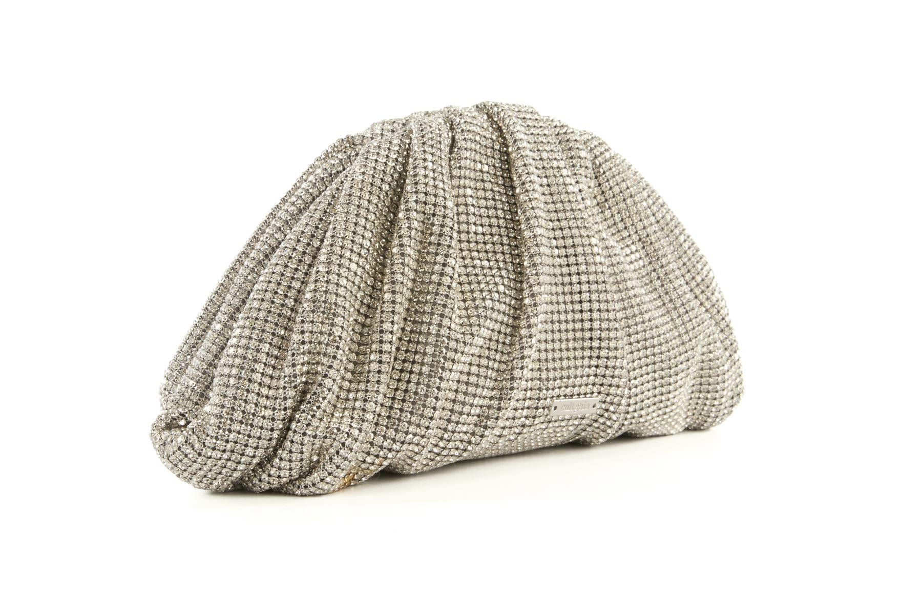 CULT GAIA SILVER JAALA CRYSTAL CLUTCH