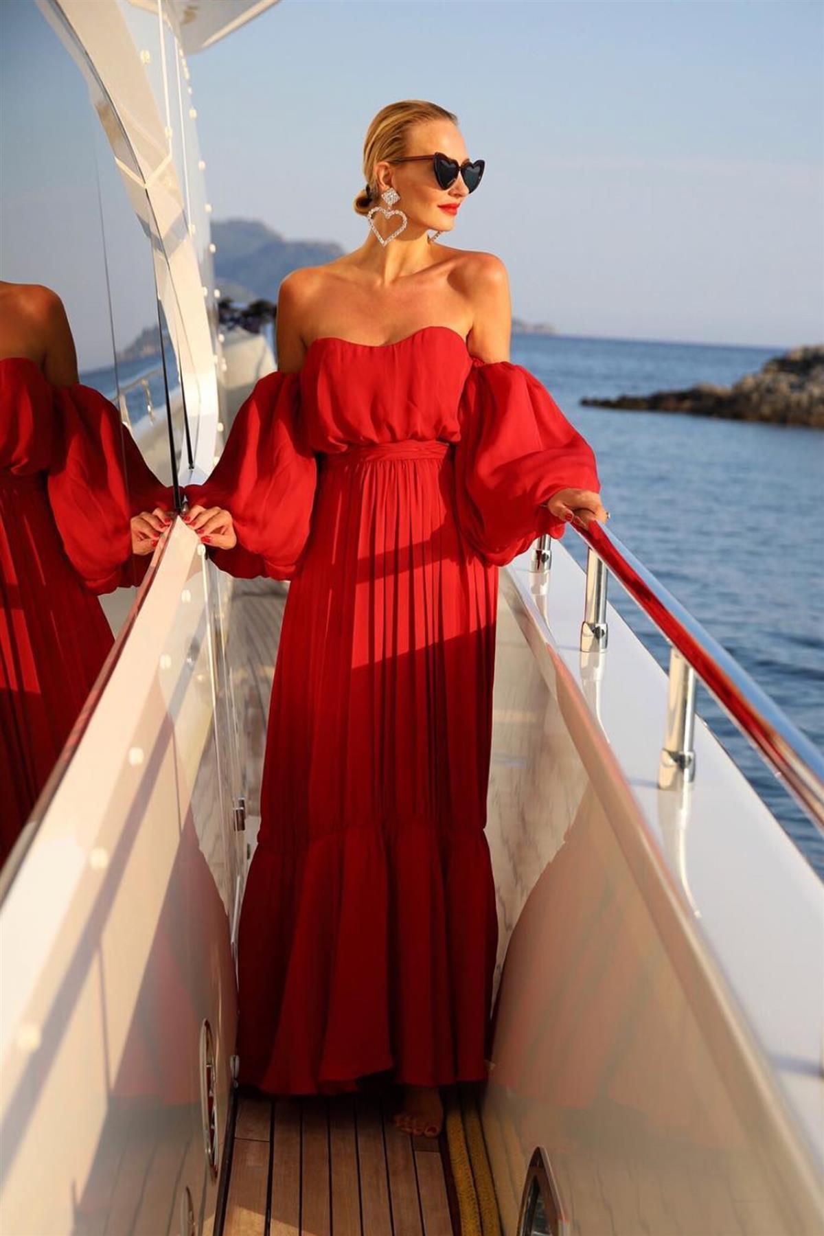 JOHANNA ORTIZ RED SILK MAXI DRESS UK 6