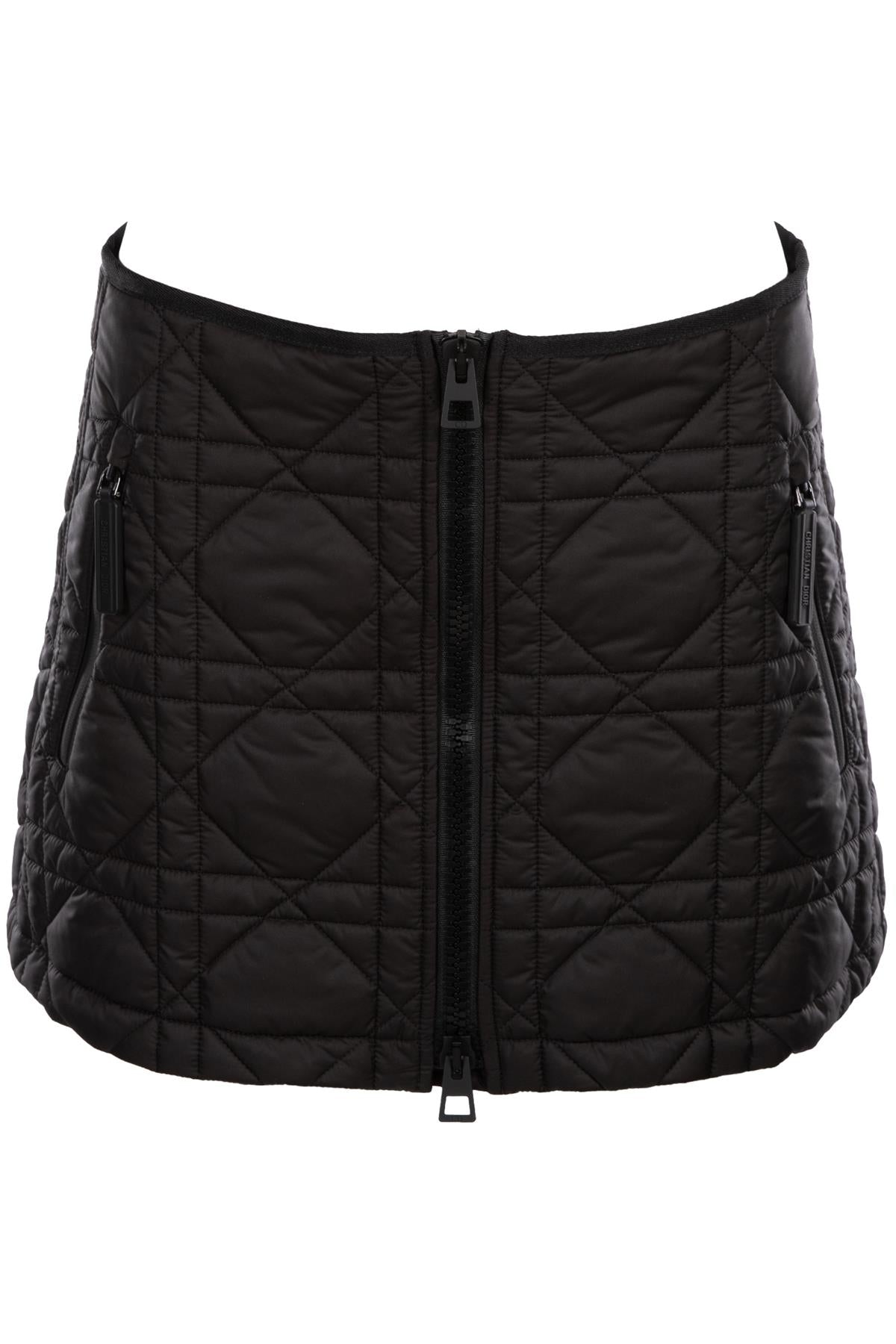 CHRISTIAN DIOR BLACK MACROCANNAGE NYLON MINI SKIRT FR 36 UK 8