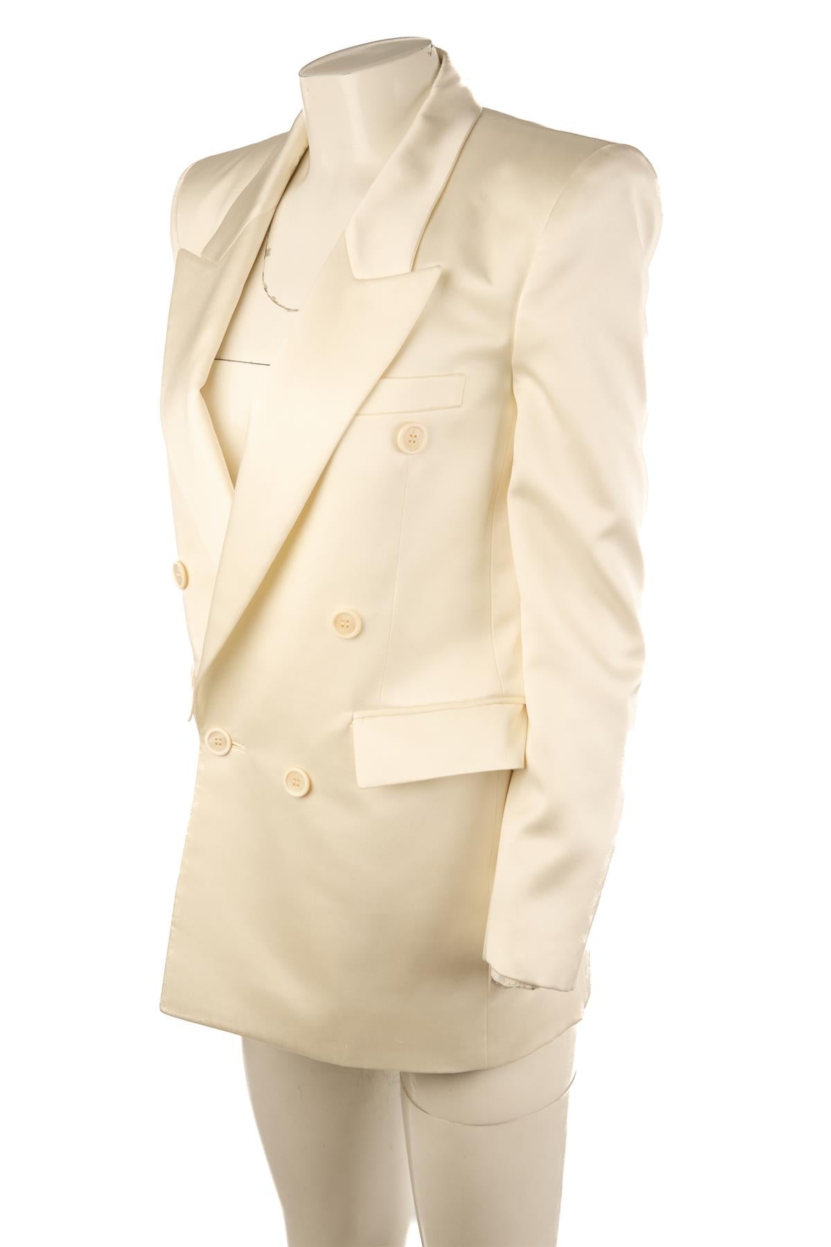SAINT LAURENT IVORY SILK BLAZER FR 36 UK 8