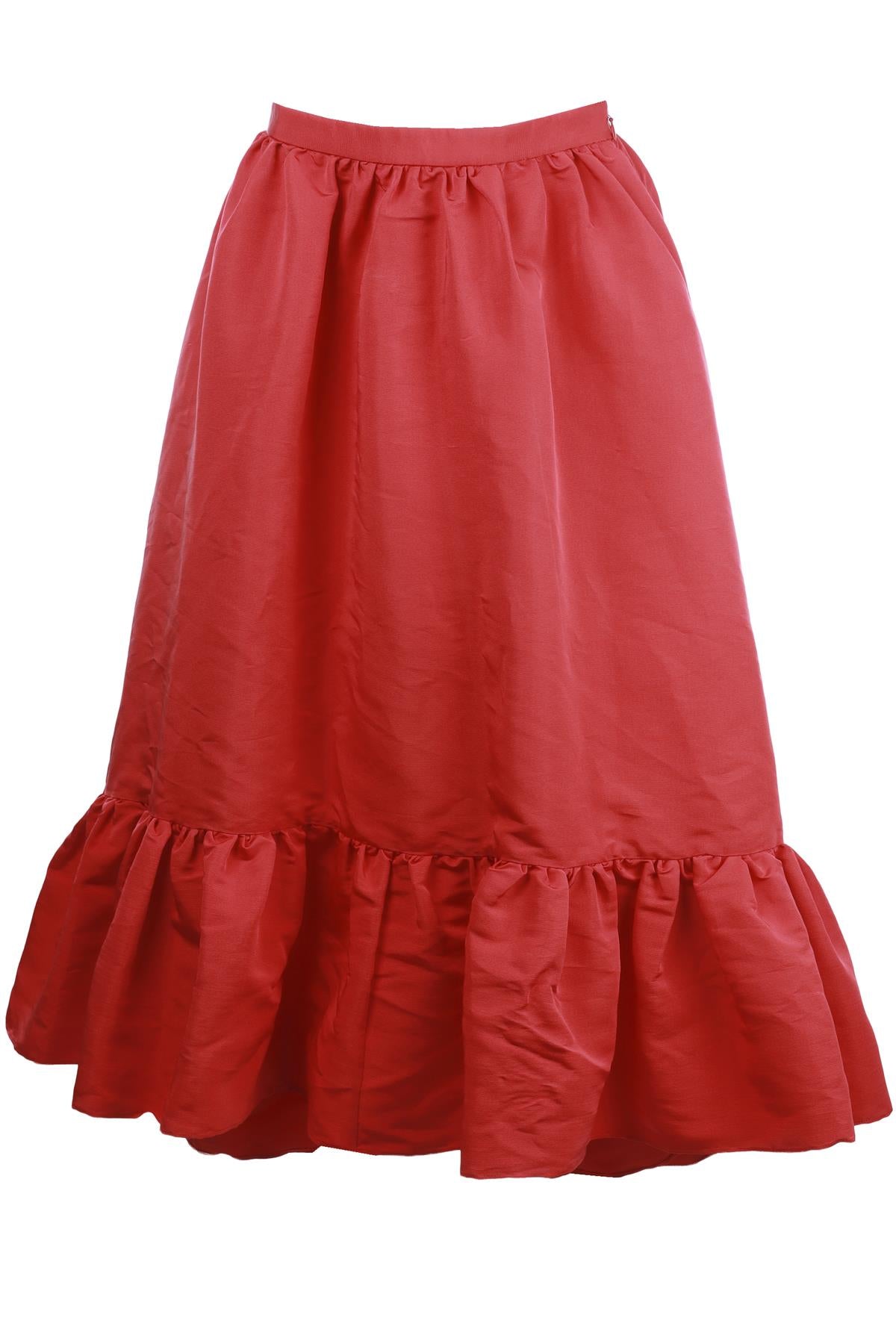 RED SILK MAXI SKIRT