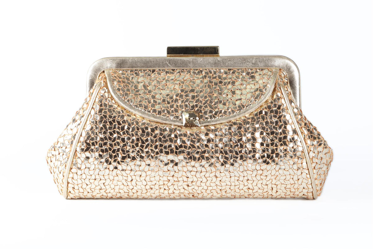 ANYA HINDMARCH GOLD LEATHER CLUTCH
