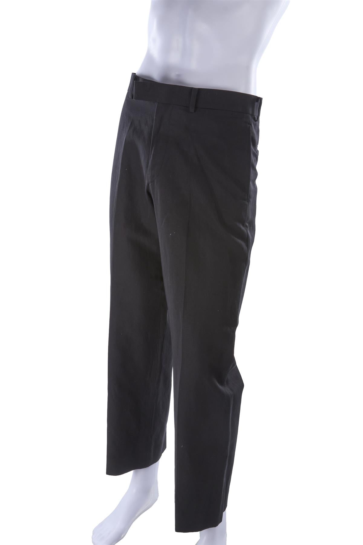 BLACK MEN'S COTTON STRAIGHT LEG PANTS