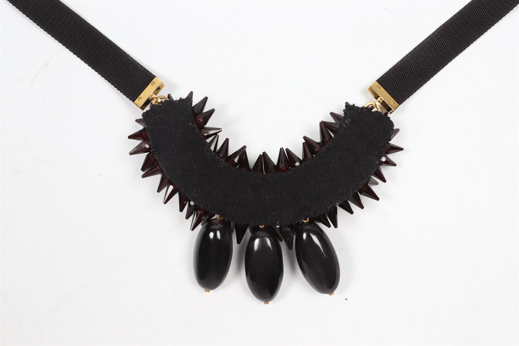 MARNI BLACK ACETATE AND RIBBON NECKLACE