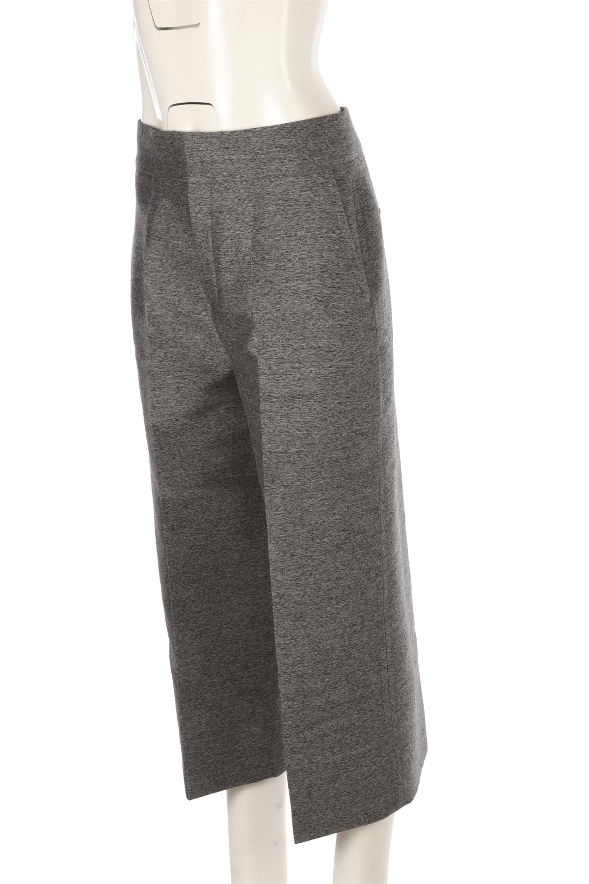 GREY WOOL WIDE LEG PANTS