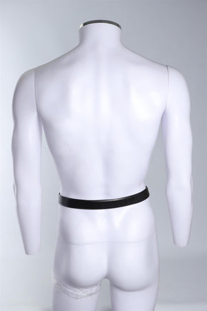 LANVIN BLACK MEN'S LEATHER BELT 105 CM