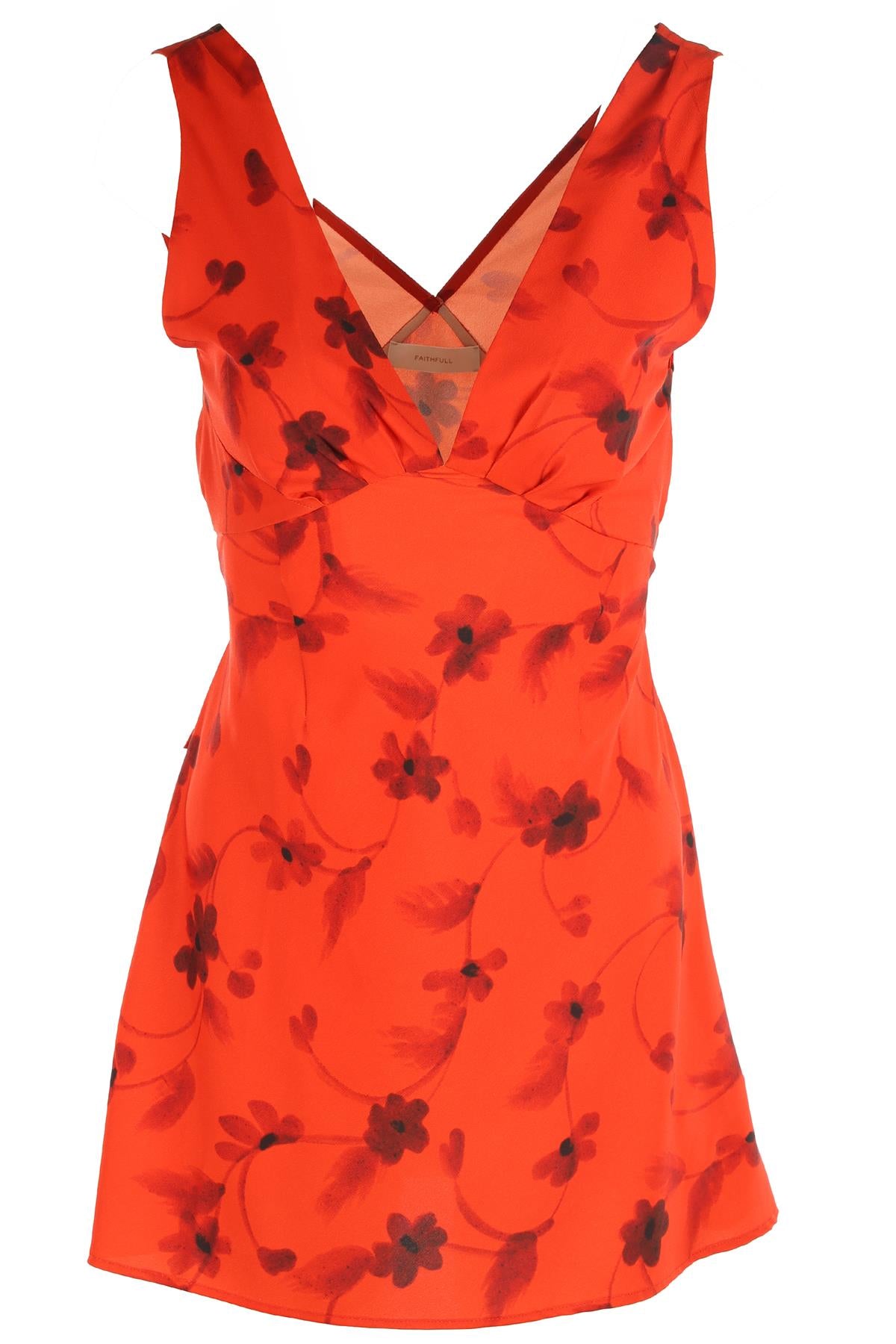 FAITHFULL RED CREPE MINI DRESS US 4 UK 8