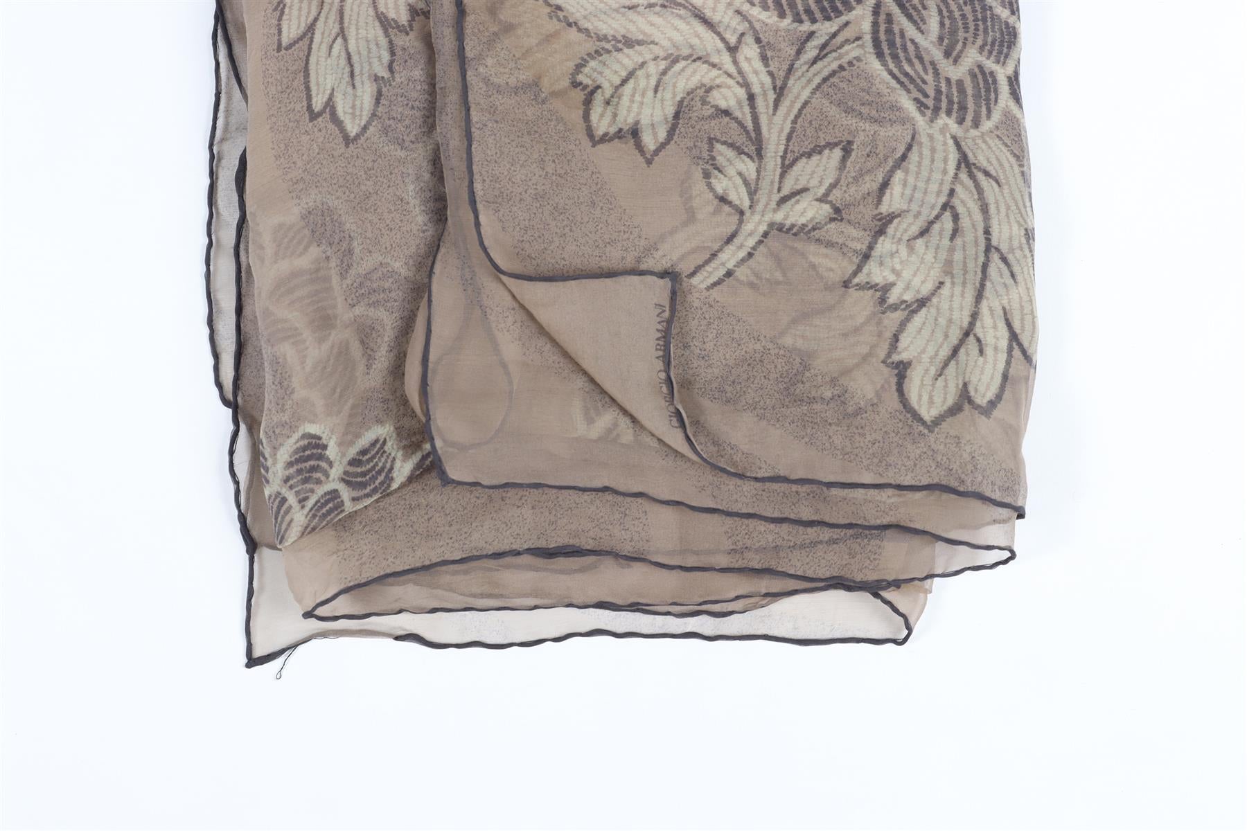 GIORGIO ARMANI TAUPE VINTAGE SILK SCARF