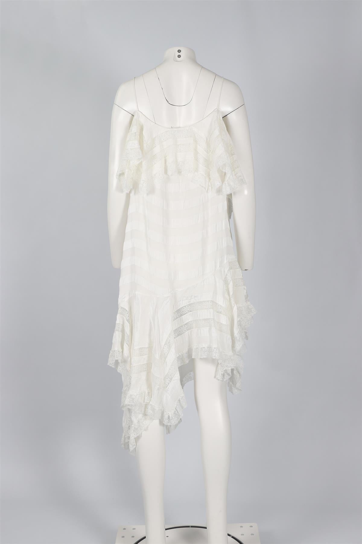 PHILOSOPHY DI LORENZO SERAFINI WHITE SILK MIDI DRESS XLARGE