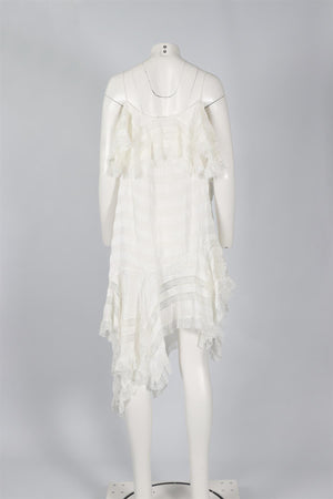 PHILOSOPHY DI LORENZO SERAFINI WHITE SILK MIDI DRESS XLARGE