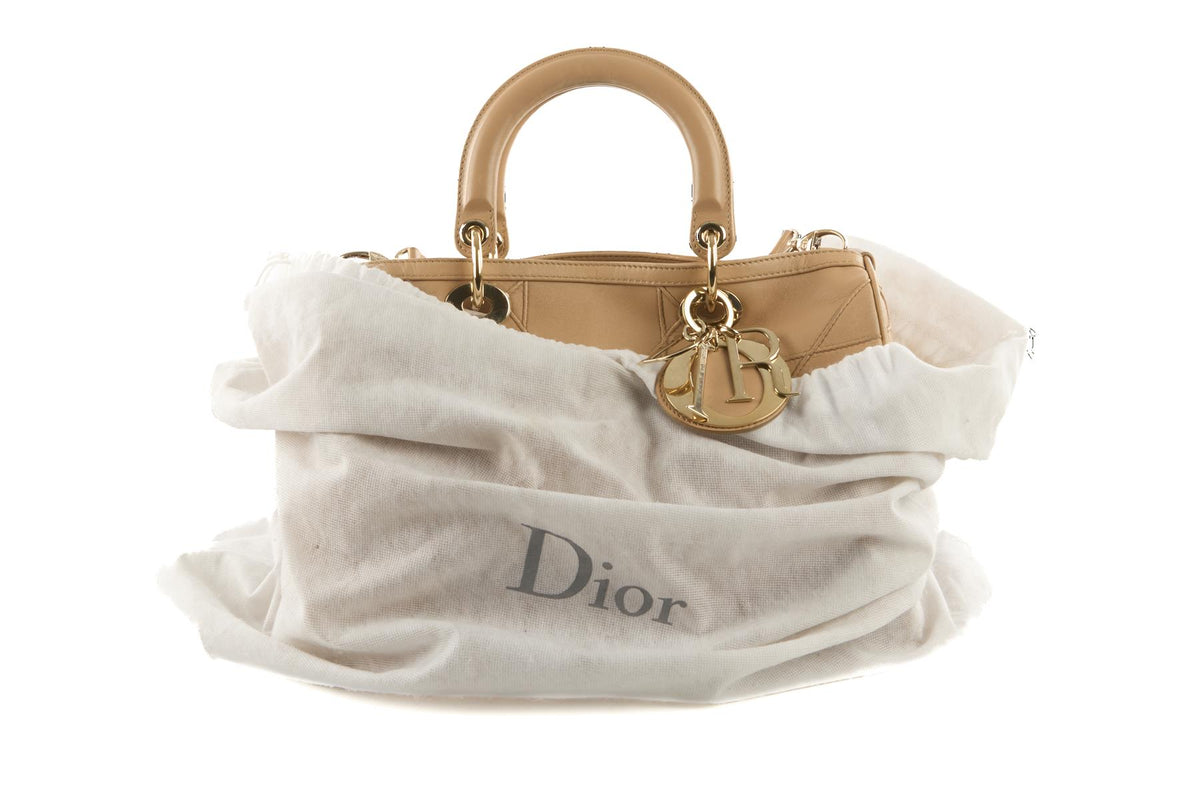 CHRISTIAN DIOR BEIGE GRANVILLE CANNAGE LEATHER TOTE BAG