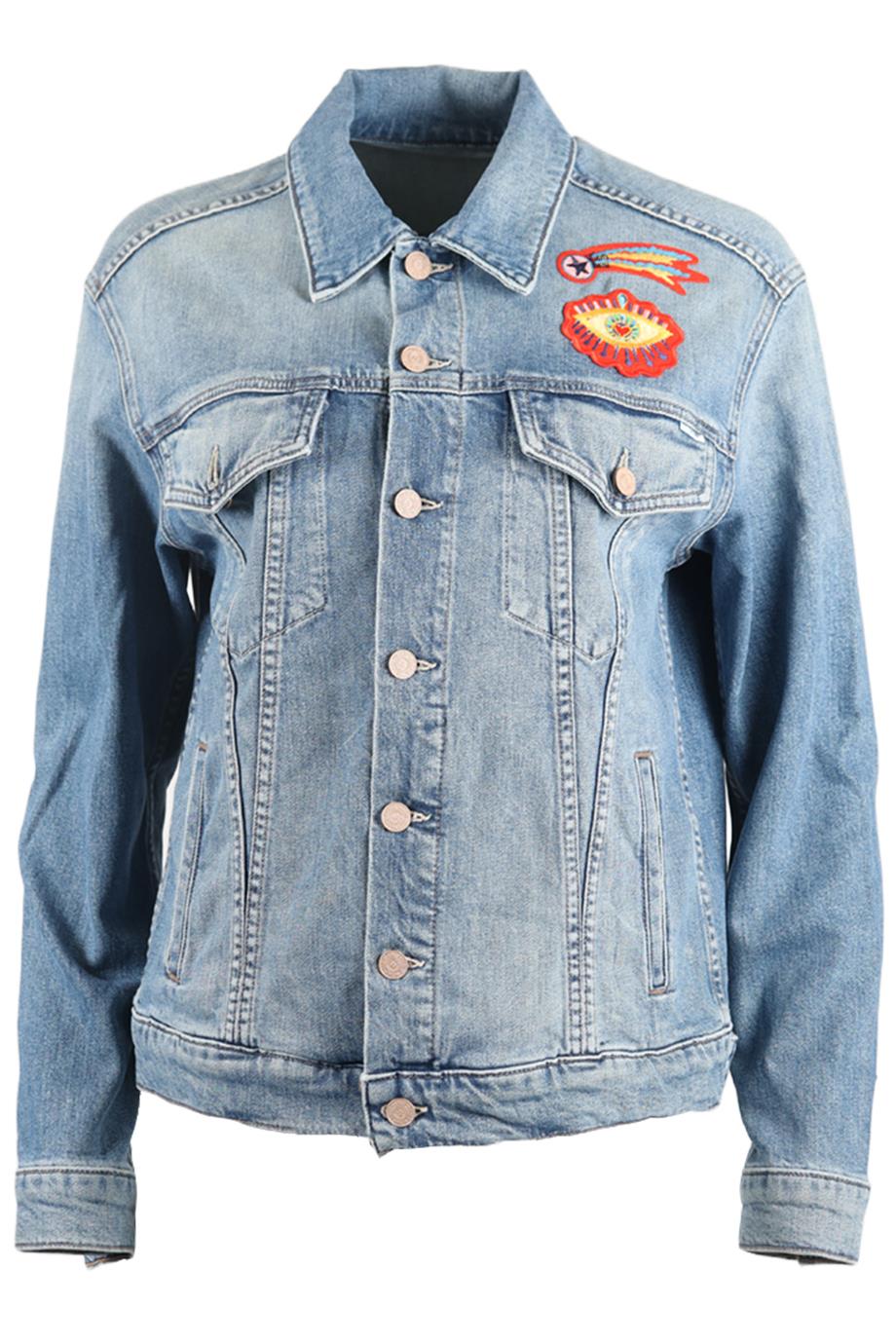 MOTHER APPLIQUÉD DENIM JACKET SMALL