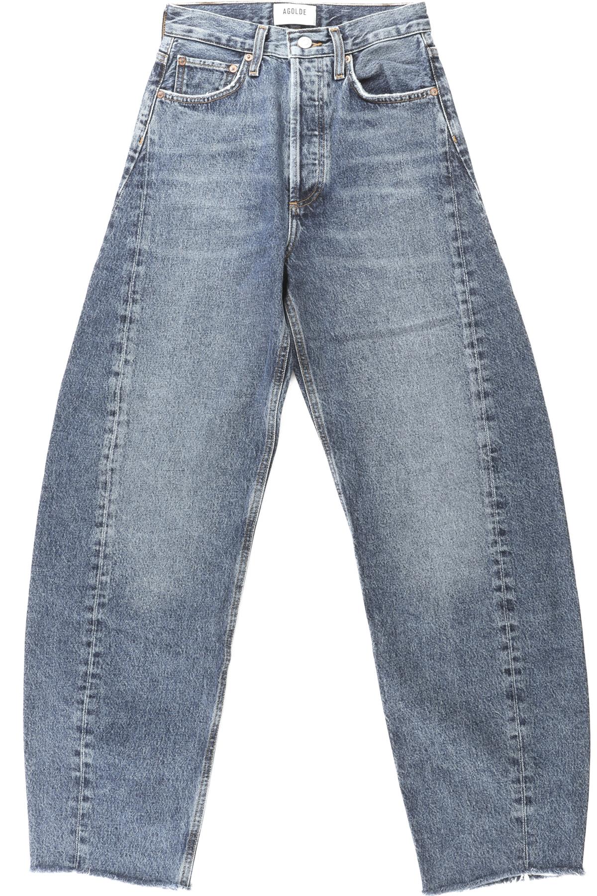 AGOLDE BLUE HIGH RISE BARREL LEG JEANS W24 UK 6