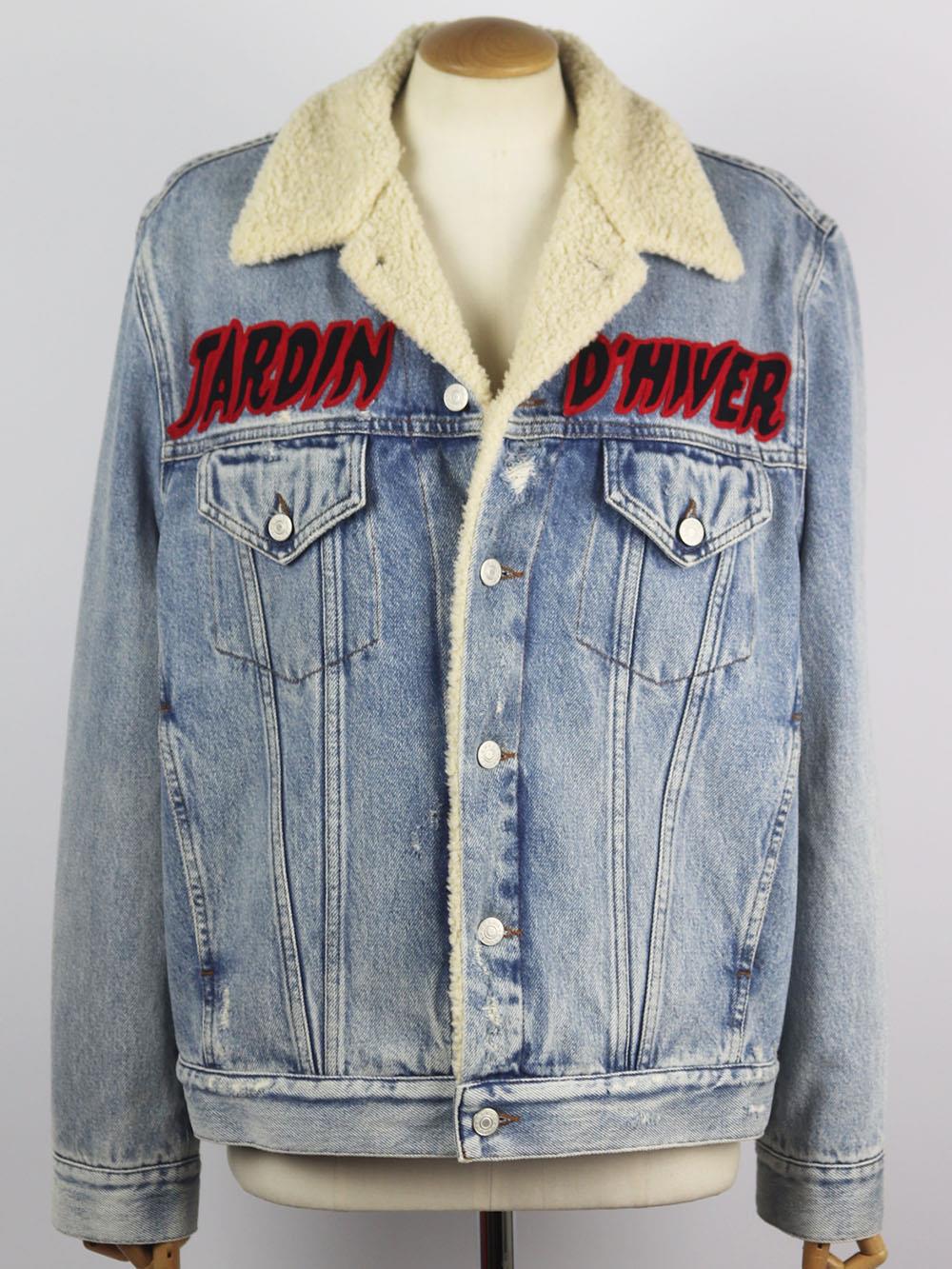 GUCCI EMBELLISHED SHEARLING LINED DENIM JACKET IT 44 UK 12