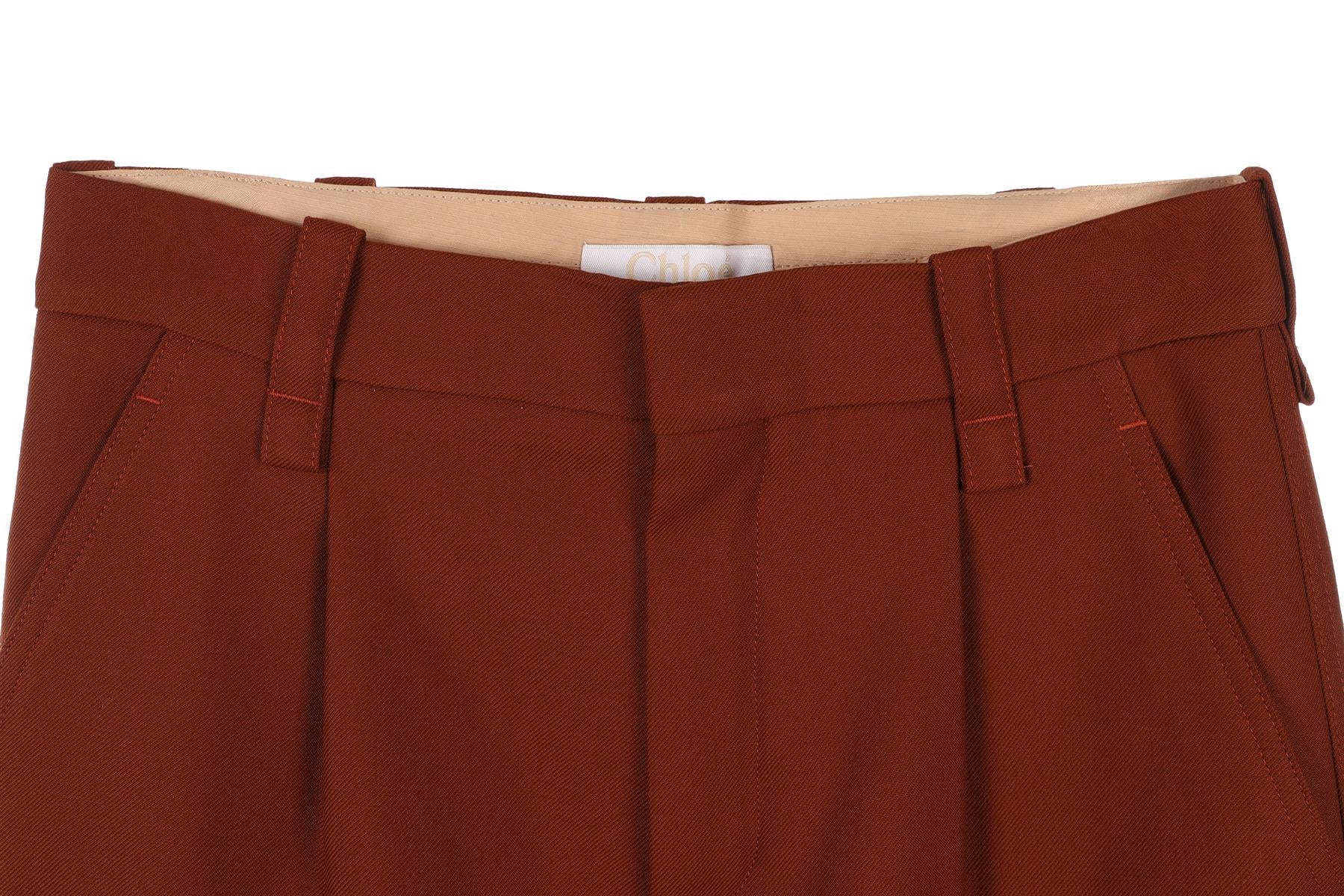 CHLOE BROWN WOOL TAPERED PANTS FR 36 UK 8