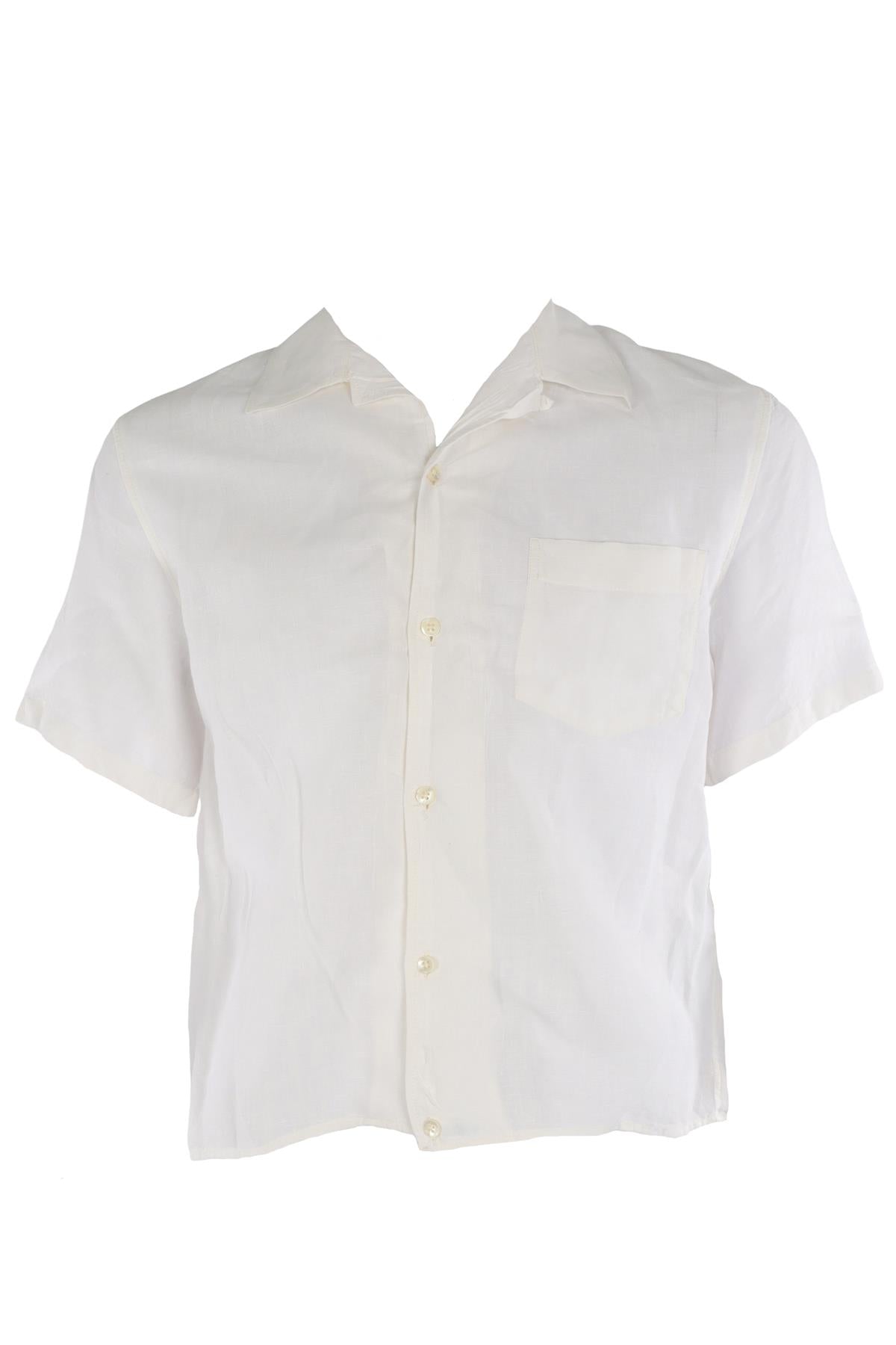 DE BONNE FACTURE WHITE MEN'S LINEN SHIRT FR 48 UK/US 38