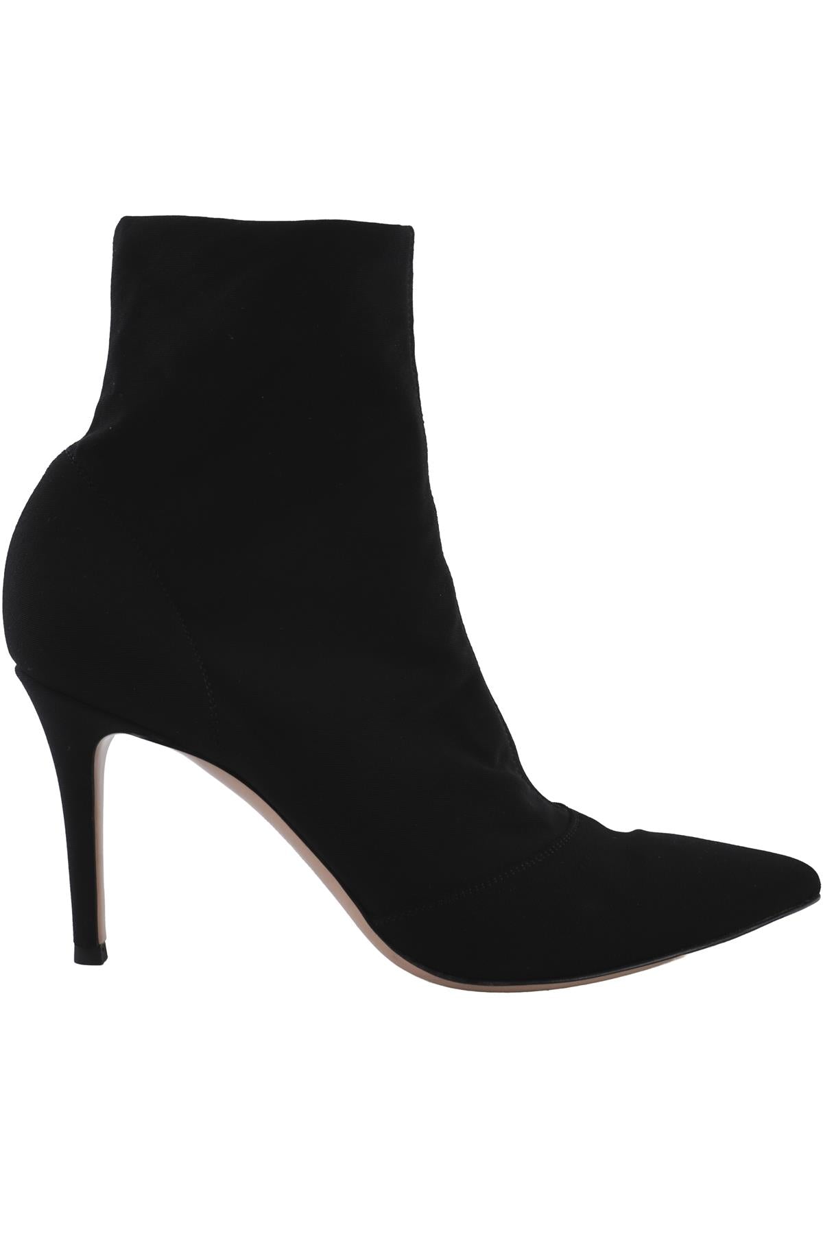 BLACK FABRIC ANKLE BOOTS