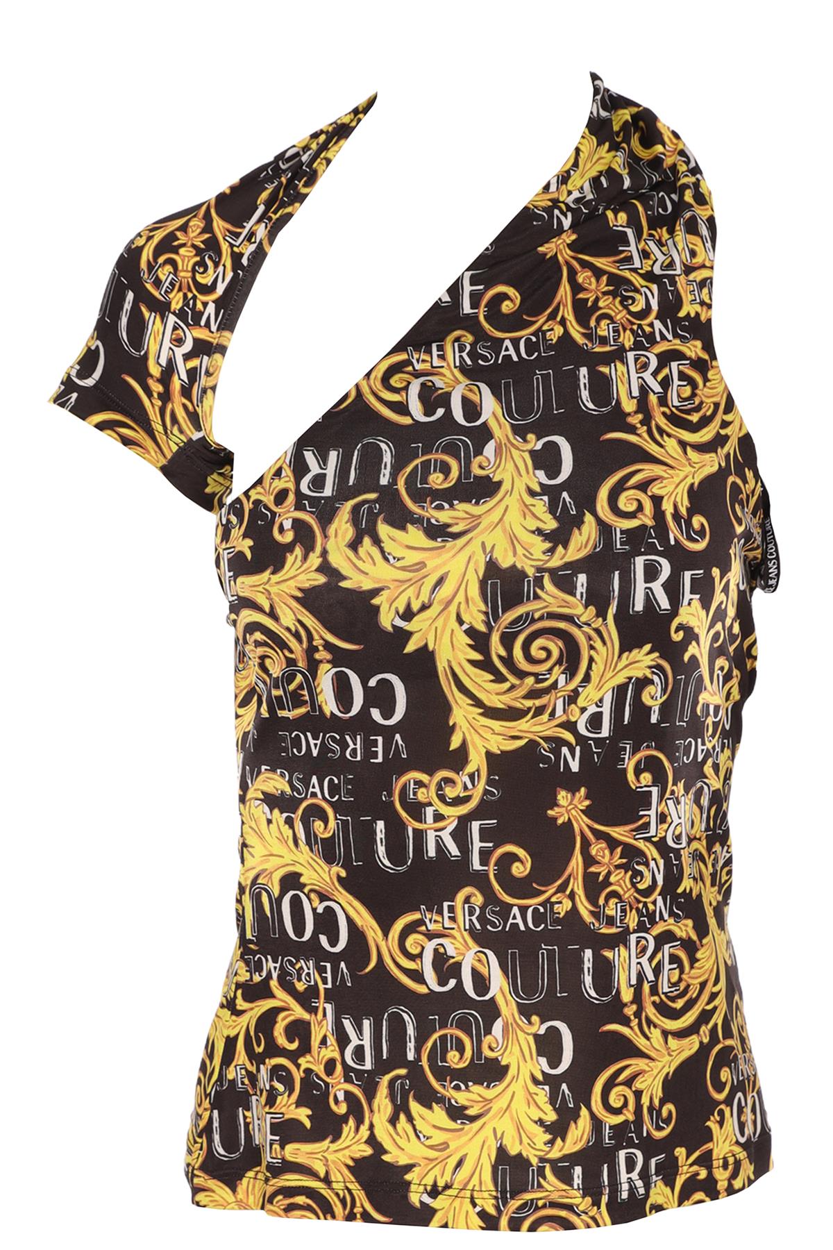 VERSACE JEANS COUTURE BLACK JERSEY TOP IT 42 UK 10