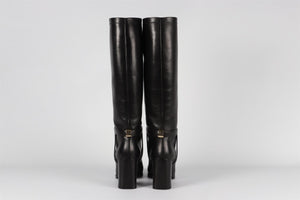 CHRISTIAN DIOR BLACK LEATHER KNEE HIGH BOOTS EU 39 UK 6 US 9